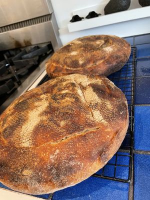 Two flat loaves of bread