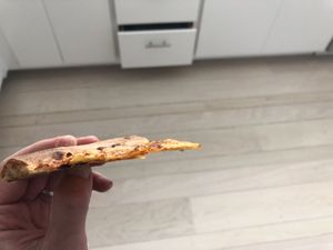 Cross section of a thin slice of pizza