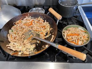 Moo shu pork on the stove