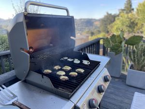 Hamburgers on a grill