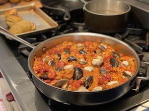 Paella in a pan