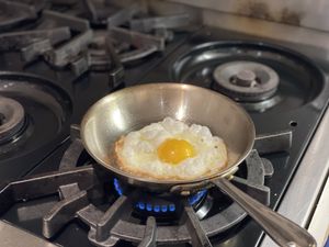 Egg frying in a pan