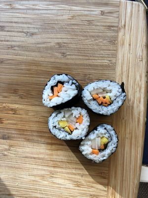 4 rolls on a cutting board