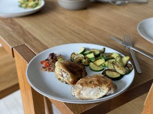 Chicken with sides on a plate