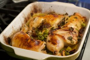 Chicken in a roasting dish