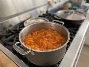 Apricots cooking down