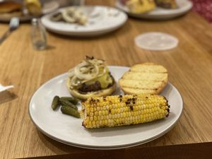 Hamburger with corn