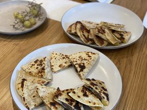 Quesadillas arranged on plates