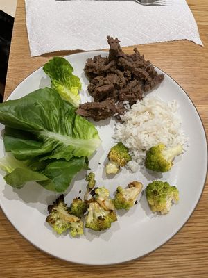 Plate with bulgogi, rice and sides