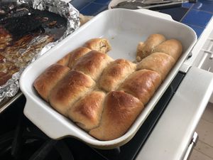 Rolls in a baking dish
