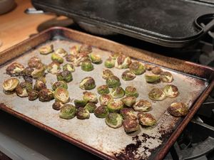 Brussels sprouts on a pan