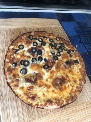 Pizza on a cutting board