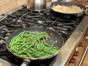 Green beans in a pan