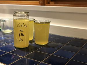 Jars of chicken stock