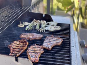 Pork chops on the grill